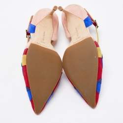 Pre Owned Manolo Blahnik Multicolor Suede Ankle Strap  Pumps Size 39.5