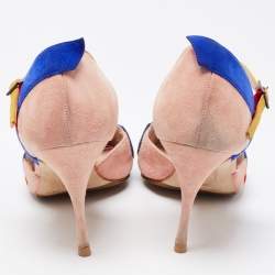 Pre Owned Manolo Blahnik Multicolor Suede Ankle Strap  Pumps Size 39.5