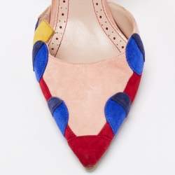 Pre Owned Manolo Blahnik Multicolor Suede Ankle Strap  Pumps Size 39.5