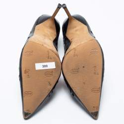 Pre Owned Manolo Blahnik Black Laser-Cut Leather BB Roc Pumps Size 40