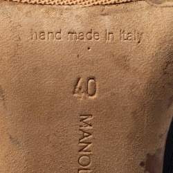 Pre Owned Manolo Blahnik Black Laser-Cut Leather BB Roc Pumps Size 40