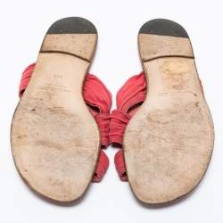Pre Owned Manolo Blahnik Pink Suede Crisscross Flat Sandals Size 39.5 