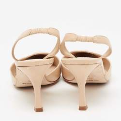 Pre Owned حذاء كعب عالي مانولو بلانيك كارولين جلد بيج فتحة كعب مقاس 37.5