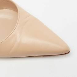 Pre Owned حذاء كعب عالي مانولو بلانيك كارولين جلد بيج فتحة كعب مقاس 37.5