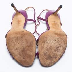 Pre Owned صندل مانولو بلانيك جلد بنفسجي فتحة كعب مقاس 38