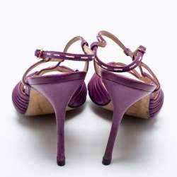 Pre Owned صندل مانولو بلانيك جلد بنفسجي فتحة كعب مقاس 38