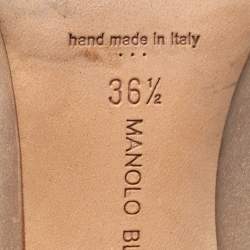 Pre Owned Manolo Blahnik Brown Satin Hangisi Embellished Pointed Toe Pumps Size 36.5