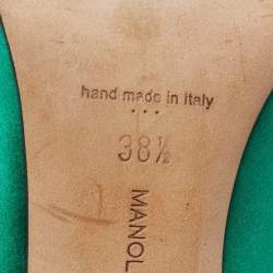 Pre Owned حذاء كعب عالي مانولو بلانيك ساتان أخضر هانغيسي مقاس 38.5