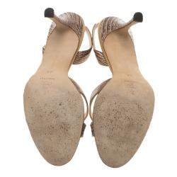 مملوكة مسبقًا Manolo Blahnik Brown Lizard Emboss Leather Callasli Slingback Sandals Size 40