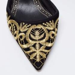 Pre Owned حذاء كعب عالي مانولو بلانيك فولتا سويدي أسود مطرز دورساي مقاس 39.5