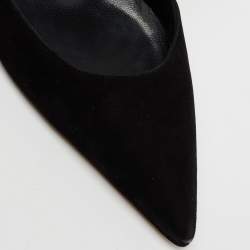 Pre Owned Manolo Blahnik Black Suede Strappy Ankle Cuff Pointed Toe Sandals Size 40.5