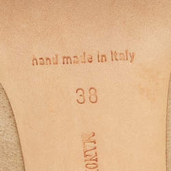 Pre Owned حذاء كعب عالي مانولو بلانيك بيبونتا سويدي و جلد بيج/وردي مقدمة وردية مقاس 38