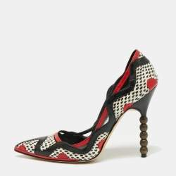 Pre Owned Manolo Blahnik Multicolor Python And Leather Pointed Toe Pumps Size 38