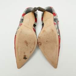 Pre Owned Manolo Blahnik Multicolor Python And Leather Pointed Toe Pumps Size 38