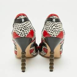 Pre Owned Manolo Blahnik Multicolor Python And Leather Pointed Toe Pumps Size 38
