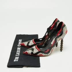 Pre Owned Manolo Blahnik Multicolor Python And Leather Pointed Toe Pumps Size 38