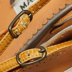 Pre Owned Manolo Blahnik Grey/Brown Leather Ankle Strap Sandals Size 38