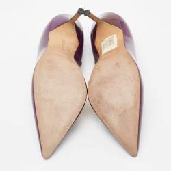 Pre Owned Manolo Blahnik Purple Patent Leather BB Pointed Toe Pumps Size 36.5