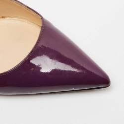 Pre Owned Manolo Blahnik Purple Patent Leather BB Pointed Toe Pumps Size 36.5