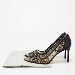 Pre Owned حذاء كعب عالي مانولو بلانيك بي بي دانتيل أسود مقاس 40