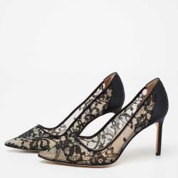 Pre Owned حذاء كعب عالي مانولو بلانيك بي بي دانتيل أسود مقاس 40