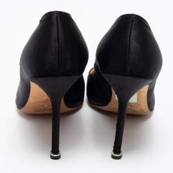 Pre Owned Manolo Blahnik Black Satin Hangisi Pumps Size 40.5