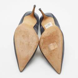 مملوكة مسبقًا حذاء كعب عالي مانولو بلانيك بورلاك ساتان رمايد مزخرف كريستال مقاس 39.5