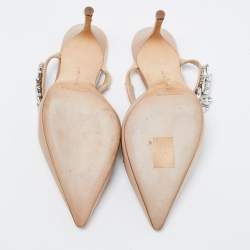 Manolo Blahnik Champagne Satin Lurum Sandals Size 38
