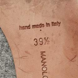 Pre Owned  Manolo Blahnik Grey/Burgundy Tweed And Velvet Bow Serba Pumps Size 39.5