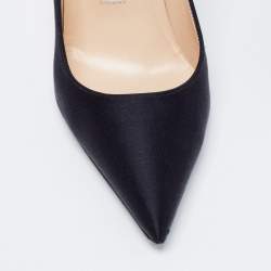 Pre Owned Manolo Blahnik Black Satin Pointed Toe Pumps Size 36