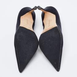 Pre Owned Manolo Blahnik Black Satin Pointed Toe Pumps Size 36