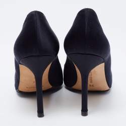 Pre Owned Manolo Blahnik Black Satin Pointed Toe Pumps Size 36