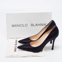 Pre Owned Manolo Blahnik Black Satin Pointed Toe Pumps Size 36