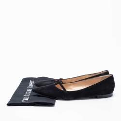 Pre Owned Manolo Blahnik Black Suede Ballet Flats Size 38.5