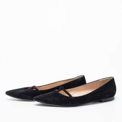 Pre Owned Manolo Blahnik Black Suede Ballet Flats Size 38.5
