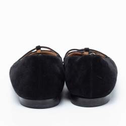 Pre Owned Manolo Blahnik Black Suede Ballet Flats Size 38.5