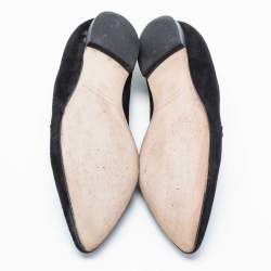 Pre Owned Manolo Blahnik Black Suede Ballet Flats Size 38.5