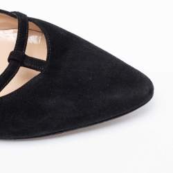 Pre Owned Manolo Blahnik Black Suede Ballet Flats Size 38.5