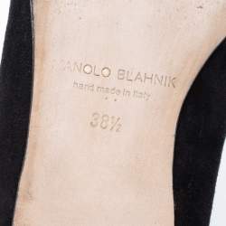 Pre Owned Manolo Blahnik Black Suede Ballet Flats Size 38.5