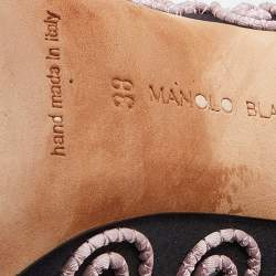 مملوكة مسبقًا Manolo Blahnik Black Satin Rope Embroidered Pointed Toe Pumps Size 38