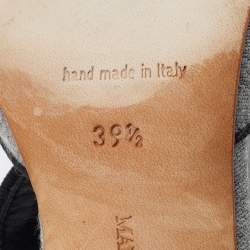 Pre Owned حذاء كعب عالي مانولو بلانيك قماش رصاصي مقدمة مدببة مقاس 39.5