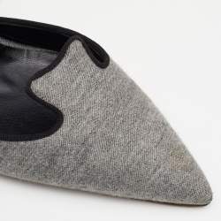 Pre Owned حذاء كعب عالي مانولو بلانيك قماش رصاصي مقدمة مدببة مقاس 39.5