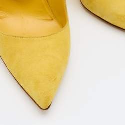 Pre Owned Manolo Blahnik Yellow Suede Pointed Toe BB Pumps Size 37
