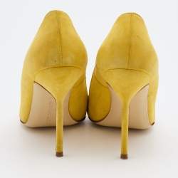 Pre Owned Manolo Blahnik Yellow Suede Pointed Toe BB Pumps Size 37