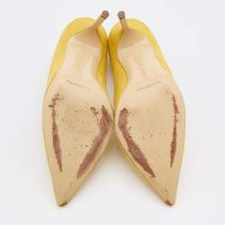 Pre Owned Manolo Blahnik Yellow Suede Pointed Toe BB Pumps Size 37