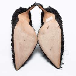 Pre Owned Manolo Blahnik Black Floral Fabric Pointed Toe Pumps Size 39