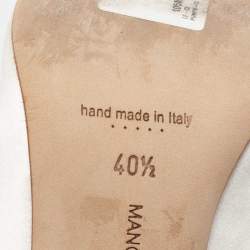 Pre Owned Manolo Blahnik White Satin Shufti Jewel Embellished Pumps Size 40.5