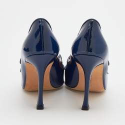 Pre Owned Manolo Blahnik Deep Blue Patent Leather Pumps Size 39