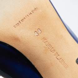 Pre Owned Manolo Blahnik Deep Blue Patent Leather Pumps Size 39