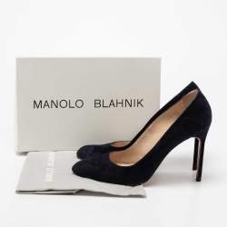 Pre Owned Manolo Blahnik Dark Blue Suede BB Pumps Size 40.5